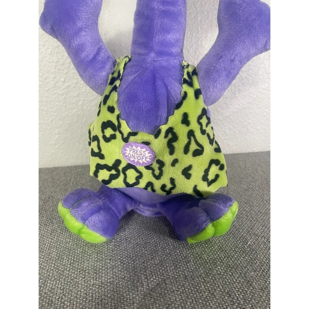 Dan Dee Purple Dinosaur Plush Neon Green Leopard Print Tank Top Interactive Toy